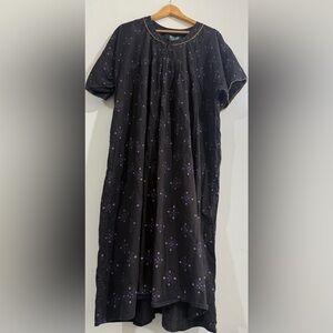 Made in India Relaxed Black Maxi Dress with Gold Trim